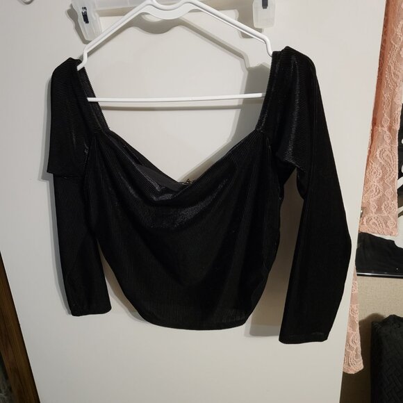 NWT AFRM VELOUR BLACK CROP TOP SZ XL - Picture 5 of 6